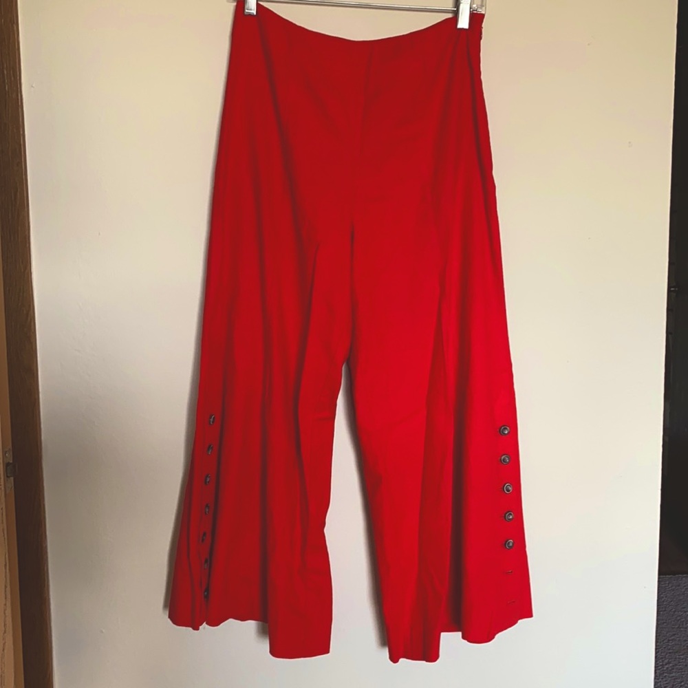 Anthropologie Wide Leg Cropped Linen Trouser